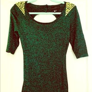 H&M bodycon dress with jeweled shoulders!